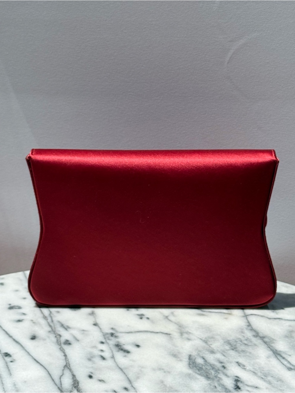 Destree Red Satin Knotted Accent Evening Clutch - Picture 3 of 9